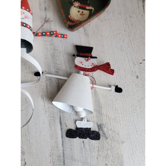 Vintage rustic Snowman Spiral heart ornament Xmas set - Picture 2 of 14